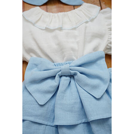 Kız Bebek Ve Çocuk Fiyonklu Müslin Elbise