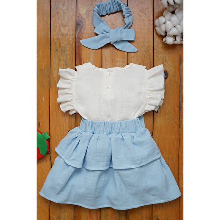 Kız Bebek Ve Çocuk Fiyonklu Müslin Elbise