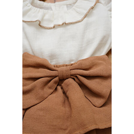 Kız Bebek Ve Çocuk Fiyonklu Müslin Elbise