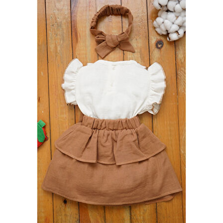 Kız Bebek Ve Çocuk Fiyonklu Müslin Elbise