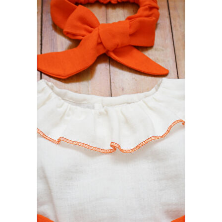 Kız Bebek Ve Çocuk Fiyonklu Müslin Elbise