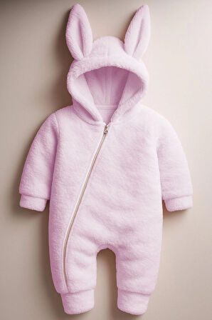 Kız Erkek Bebek Ve Çocuk Kapüşonlu Peluş Tavşan Tulum