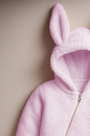 Kız Erkek Bebek Ve Çocuk Kapüşonlu Peluş Tavşan Tulum