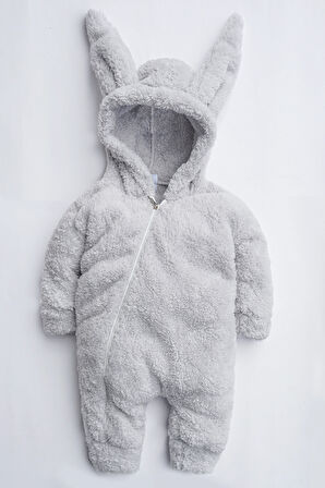 Kız Erkek Bebek Ve Çocuk Kapüşonlu Peluş Tavşan Tulum