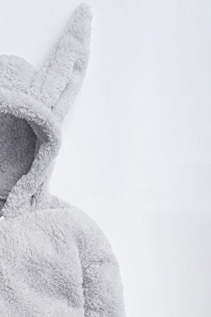 Kız Erkek Bebek Ve Çocuk Kapüşonlu Peluş Tavşan Tulum