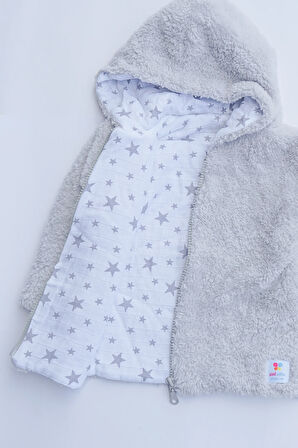 Kız Erkek Bebek Ve Çocuk Müslin Astarlı Fermuarlı Peluş Mont