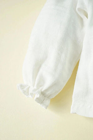 Kız Bebek Ve Çocuk Fırfırlı Balon Kol Müslin Gömlek