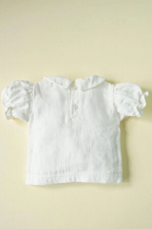Kız Bebek Ve Çocuk Kısa Kollu Fırfırlı Müslin Gömlek