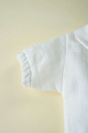 Kız Bebek Ve Çocuk Kısa Kollu Lastikli Müslin Gömlek