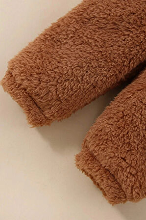 Kız Erkek Bebek Ve Çocuk Kapüşonlu Peluş Alt Üst İkili Takım