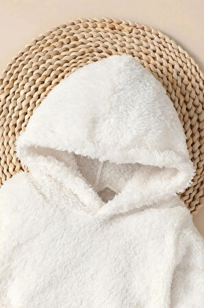 Kız Erkek Bebek Ve Çocuk Kapüşonlu Peluş Alt Üst İkili Takım