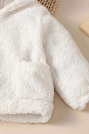 Kız Erkek Bebek Ve Çocuk Kapüşonlu Peluş Alt Üst İkili Takım