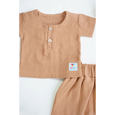 Kız Erkek Bebek Ve Çocuk Kısa Kollu Müslin İkili Takım