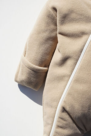 Kız Erkek Bebek Ve Çocuk Müslin Astarlı Kapüşonlu Polar Tulum