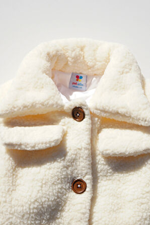 Kız Çocuk Müslin Astarlı Peluş Etekli Ceketli Takım