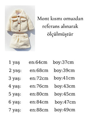 Kız Çocuk Müslin Astarlı Peluş Etekli Ceketli Takım