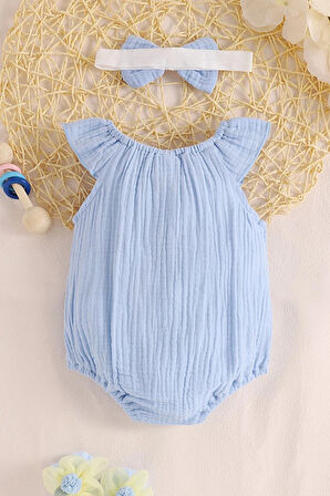 Kız Bebek Ve Çocuk Bandanalı Müslin Zıbın Tulum