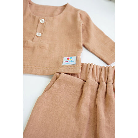 Kız Erkek Bebek Ve Çocuk Uzun Kollu Müslin Alt Üst İkili Takım