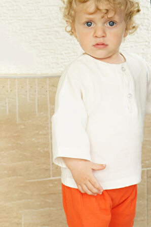 Erkek Bebek Ve Çocuk Müslin Oversize İkili Takım