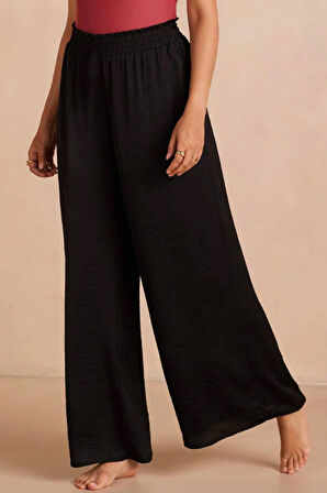 Kadın Belden Lastikli Rahat Palazzo Pantolon