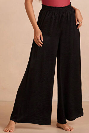 Kadın Belden Lastikli Rahat Palazzo Pantolon