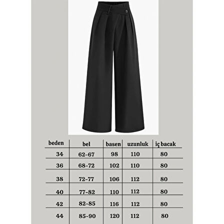 X Nurbeli Asimetrik Tasarımlı Düğme Kapamalı Palazzo Pantolon