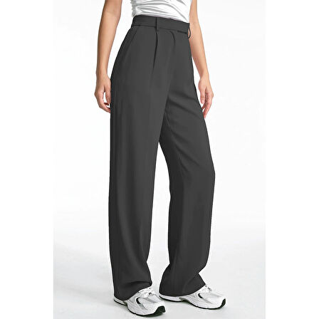 X Nurbeli Siyah Kadın Cırt Kapama Lastikli Palazzo Pantolon