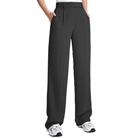 X Nurbeli Siyah Kadın Cırt Kapama Lastikli Palazzo Pantolon