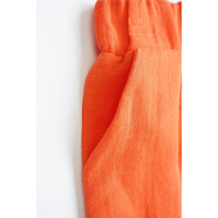 Kız Erkek Bebek Ve Çocuk Cepli Lastikli Müslin Rahat Pantolon