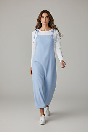 KADIN AYARLANABİLİR İP ASKILI DABIL KUMAŞ ELBİSE