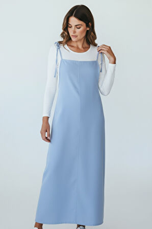 KADIN AYARLANABİLİR İP ASKILI DABIL KUMAŞ ELBİSE