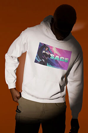 Sage Baskılı Unisex Oversize Vaalorant Hoodie