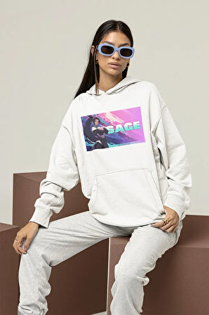 Sage Baskılı Unisex Oversize Vaalorant Hoodie
