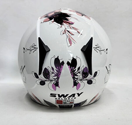 Sway 715 Yarım Kask İris Pembe Beyaz Renk Aynalı Renkli Vizör S