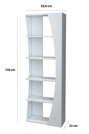 İskandinav Model 6 Raflı Kitaplık Dekoratif Salon Kitaplığı Ofis Kitaplığı