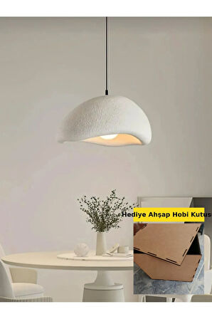 35 Cm Ahşap Hobi Kutu Hediye Wabi Sabi Modern Iskandinav Bone Beton Dokulu Salon Avizesi Beton Avize