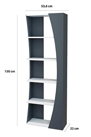 İskandinav Model 6 Raflı Kitaplık Dekoratif Salon Kitaplığı Ofis Kitaplığı