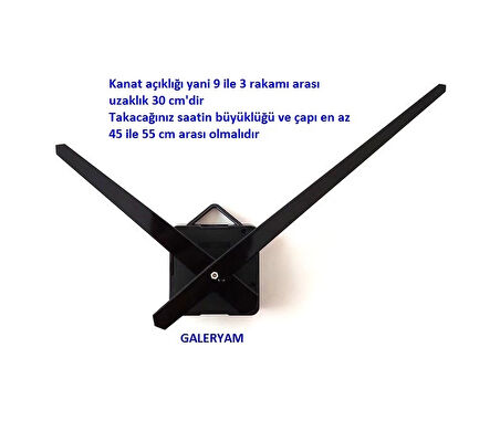 Duvar Saati Mekanizması Büyük Boy Akrep Yelkovan 17 Cm Yelkovan