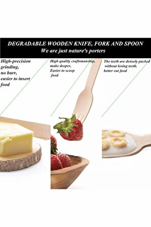 24 Adet Ahşap Natural Çatal-Kaşık-Bıçak Seti - Piknik Organizasyon Mevlüt Malzemesi - Doğayı Koru