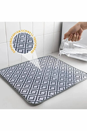 38x50 Su Emebilen Nano Teknoloji Koku Ve Nem Önler Her Mutfağa Lazım Desenli Kurutma Matı