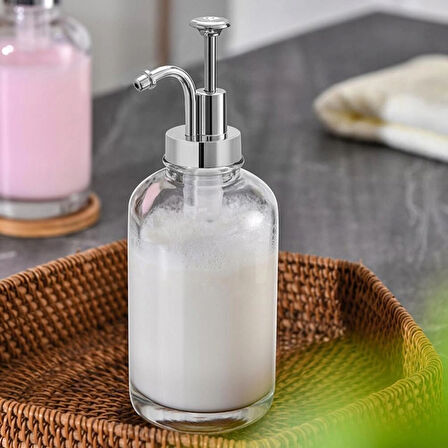 Yuvarlak Cam Sıvı Sabunluk Retro Şık Sabunluk 500 ml