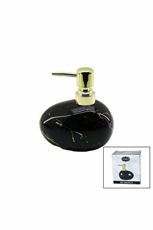 2 Adet Damla Şeklinde Gold Detaylı Siyah Mermer Desenli Sıvı Sabunluk Banyo Otel Apart Malzemeleri
