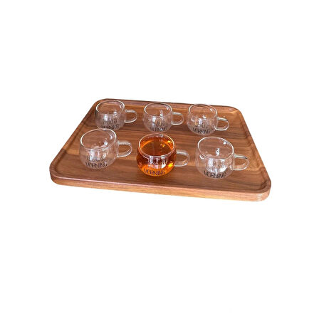 6 Adet Mini Kahve Yanı Sunumluk Bardak Good Morning Yazılı Espresso Bardağı Kulplu