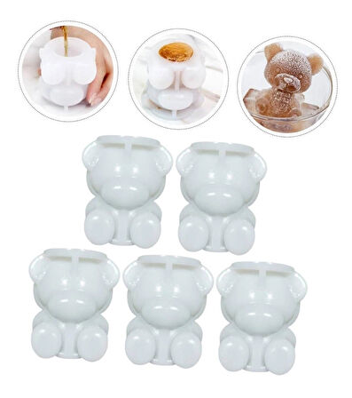 3 Boyutlu Mini Sevimli Ayı Şeklinde Silikoz Buz Kalıbı - Sunum Kahve Buzluk