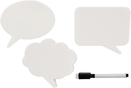 3'lü Konuşma Balonu Buzdolabı Magneti 3 Magnet ve Yazı Kalemi