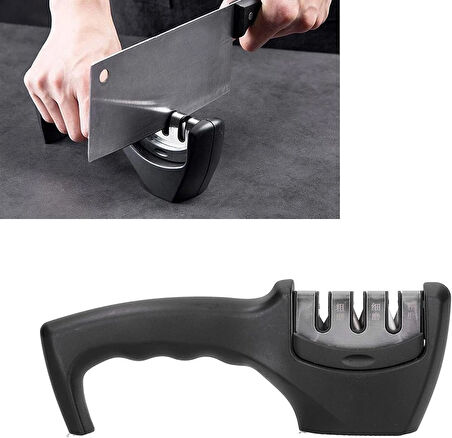 3 aşamalı ayaklı bıçak bileme aleti, pratik ve kullanışlı keskinleştirme çözümü