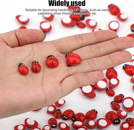 Yapışkanlı Uğur Böceği Ahşap Dekorasyon Süsleri Büyük 25'Li