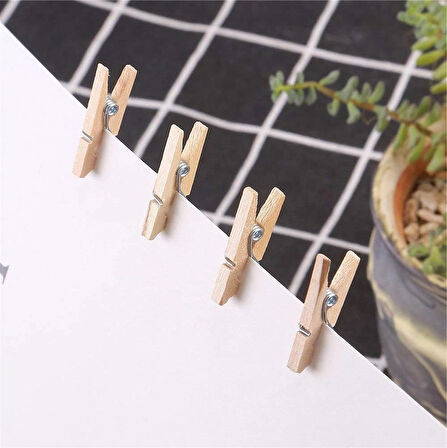 25'Li Mini Mandal, Ahşap mandal, Küçük Fotoğraf duvar mandalı, Hediye süsü 30 x 10 mm