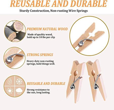 25'Li Mini Mandal, Ahşap mandal, Küçük Fotoğraf duvar mandalı, Hediye süsü 30 x 10 mm