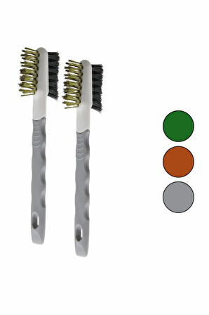 2 Adet Çift Taraflı Tel Başlı Tel Fırça Sert - Daha Sert Tel Çıkarılabilir Saplı